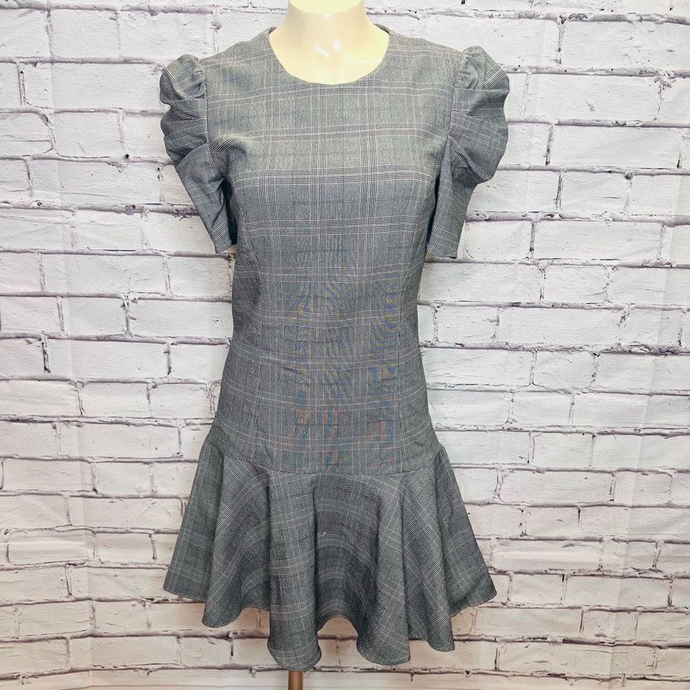 Amanda Uprichard Gray Plaid Mini Dress